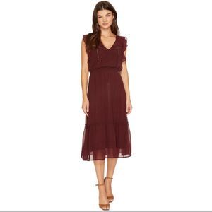 Bb Dakota carra flounce dress polka dot maroon